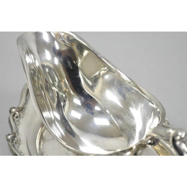 Vintage Fb Rogers Silver Plated Victorian Gravy Sauce Boat W/ Attached Dish For Sale - Image 9 of 15
