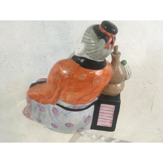 Chinoiserie Vintage Chinoiserie Ceramic Man For Sale - Image 3 of 6