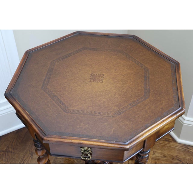 2000 - 2009 Vintage Theodore Alexander French Renaissance Octagonal Side Table With Barley Twist Legs For Sale - Image 5 of 12