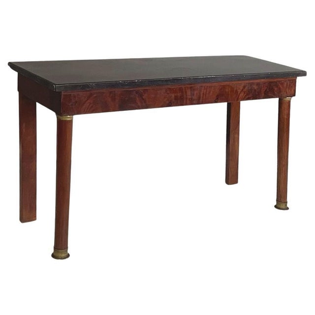 Empire Italian Console Table in Black Marble and Walnut Wood, 1820s For Sale - Image 14 of 14