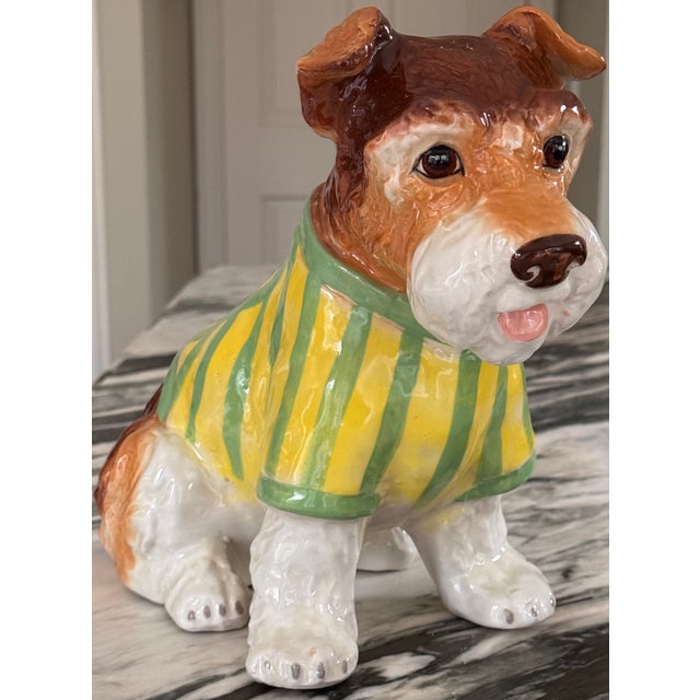 Vintage Ceramic Boston Terrier in Preppy Striped Sweater For Sale - Image 12 of 18