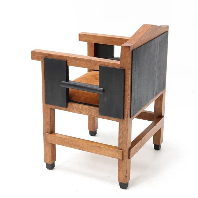 Wood Art Deco Hague School Oak Armchair by Jacques Grubben, 1930s For Sale - Image 7 of 11