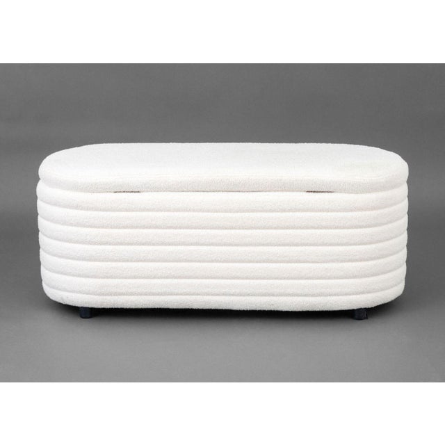 Textile Contemporary Boucle Upholstered Storage Bench For Sale - Image 7 of 9
