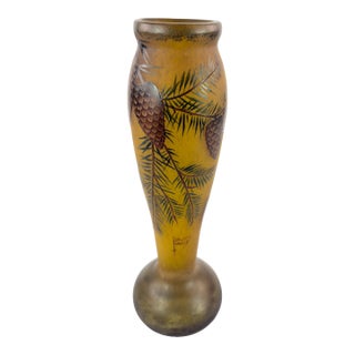 Daum Nancy Jugendstil Art Nouveau Acid-Etched Vase, C. 1900–1915 For Sale