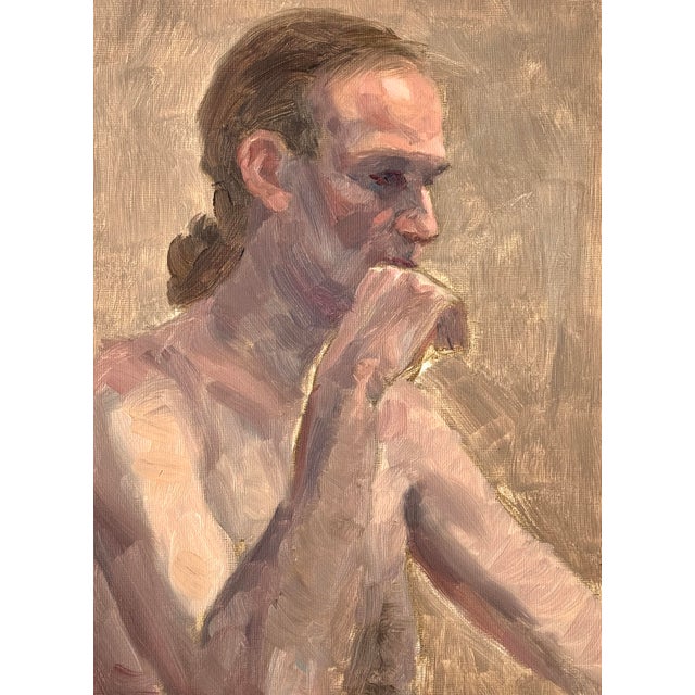 Vintage Expressionist Untitled (Male Portrait) Medium: Oil on canvas paper, mounted and framed under glass Dimensions: 13...
