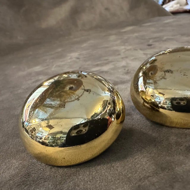 Contemporary 1970s High Quality Costume Jewelry Gilt Metal Stud Italian Clip on Earrings For Sale - Image 3 of 7
