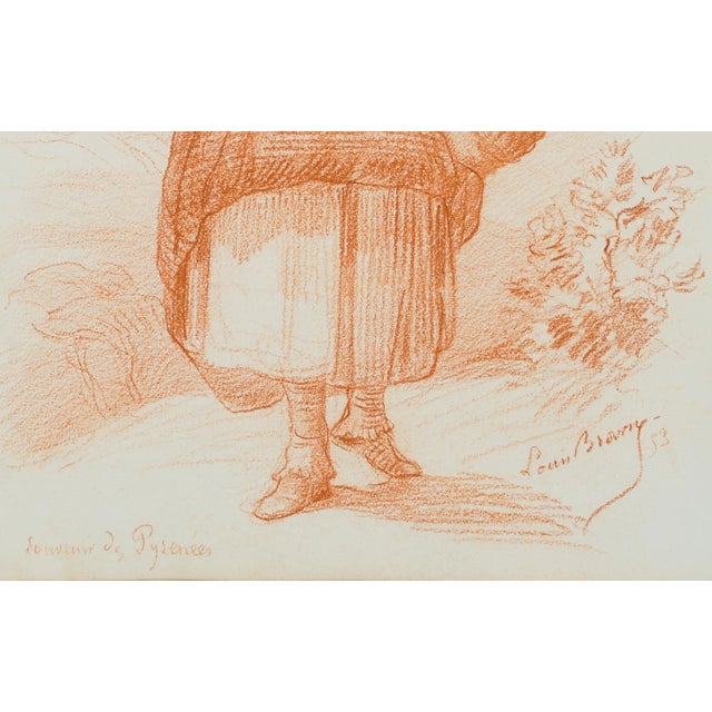 L. Browne, Young Büuerin in Tracht, Pyrenüen, 1853, Chalk on Paper For Sale - Image 4 of 5