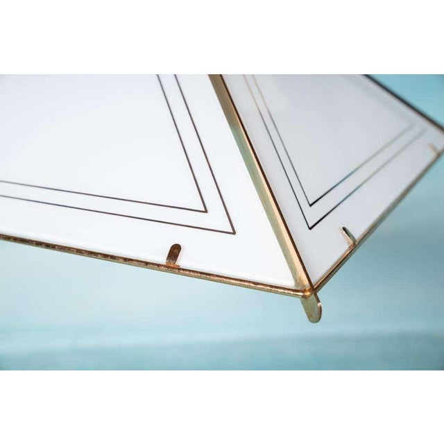 Vintage Regency Brass & Glass Pendant For Sale - Image 13 of 18