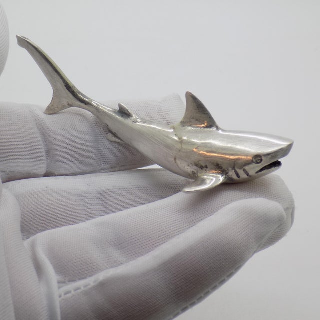 1970s Vintage Italian Handmade Genuine Silver Large Shark Figurine Sculpture, Made in Tuscany (Arezzo) For Sale - Image 5 of 10