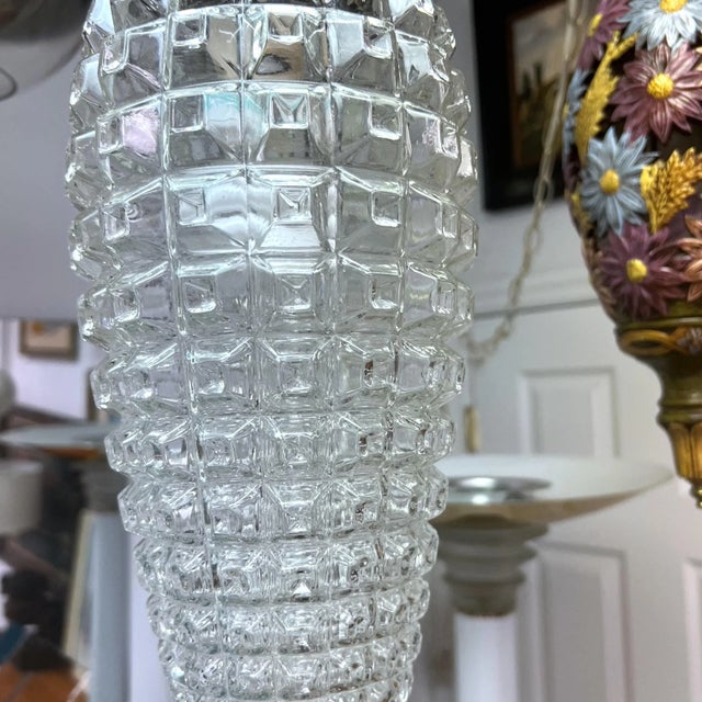 Brass 1970s Cut Glass and Brass Hanging Pendants - a Pair For Sale - Image 8 of 9