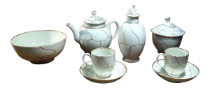 Complete Circa 1775 First Period Worcester Tea Service 9 Pc. Set