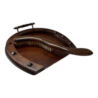 Antique English Horseshoe Tray and Brush For Sale