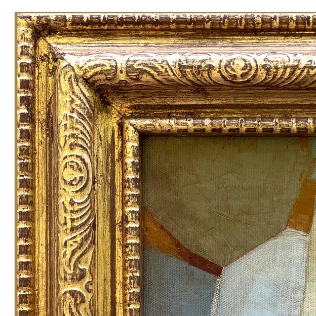 Various Artists Contemporary Abstract Oil Painting in Vintage Florentine Gold Frame For Sale - Image 4 of 6