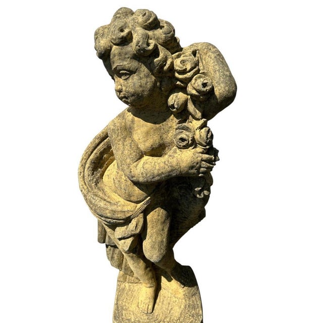 English Four Season Cherub Statues in Stone, Set of 4 For Sale - Image 9 of 18