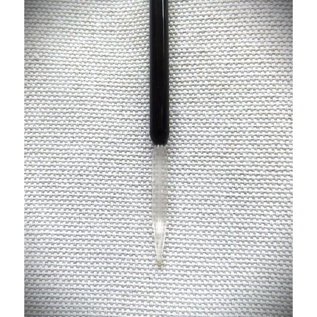 Art Deco Glass Hand Dip Pen, Clear Ribbed Attached Nib For Sale - Image 10 of 11