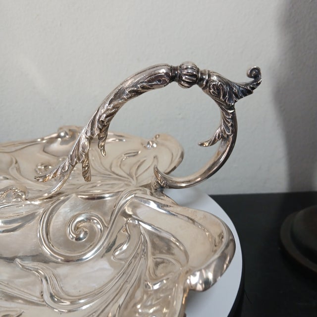 Art Nouveau 1960s Art Nouveau Silver Plate Serving Tray or Dish For Sale - Image 3 of 8