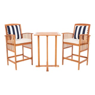 Pate 3-Piece Bar Height Bistro Set, Natural/Beige Cushion /Black & White Bolsters For Sale