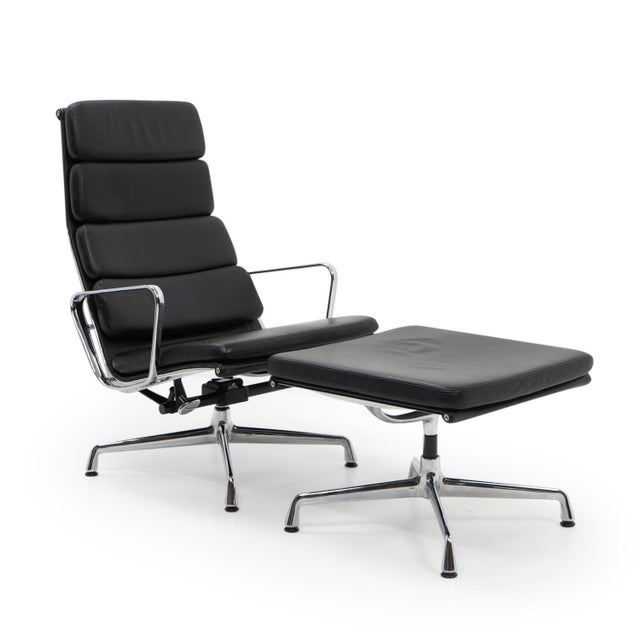 Set of Alu Group Soft Pad Lounge Chair and Ottoman by Charles and Ray Eames for Vitra For Sale - Image 14 of 14