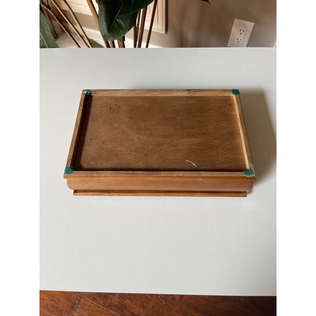 Late 20th Century Vintage Tapestry Lidded Wooden Jewelry Storage Box For Sale - Image 9 of 9