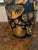 Vintage English Planter Jardiniere Urn Shell Decoupage Black Tole Coastal Décor For Sale - Image 14 of 17