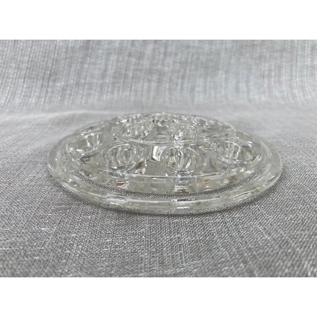 Mid-Century Modern Vintage Large Round Glass Flower Pin Frog For Sale - Image 3 of 9