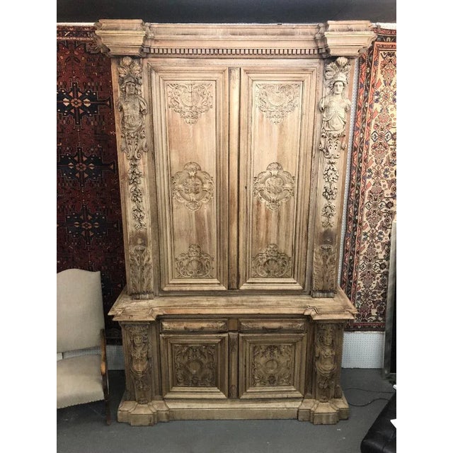 19th Century Monumental French Renaissance Figural Carved Oak Bookcase For Sale - Image 12 of 12