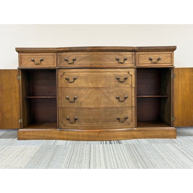 Wood Tuscan Style Serpentine Buffet With Raised Panel Doors For Sale - Image 7 of 9