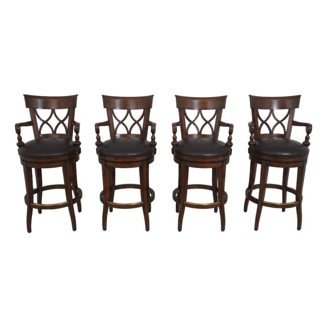 Set of 4 Swivel Seat Italian Style Bar Counter Stools For Sale