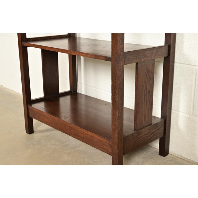 Brown Lifetime Furniture Antique Mission Oak Arts and Crafts Bookcase or Magazine Rack, Circa 1910 For Sale - Image 8 of 12