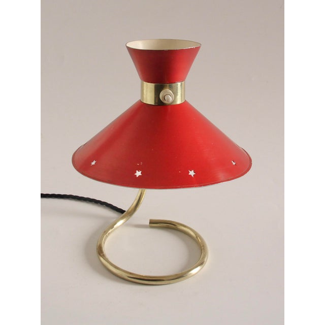 1950s Mid-Century French Red Diabolo Table Lamp, 1950s For Sale - Image 5 of 13