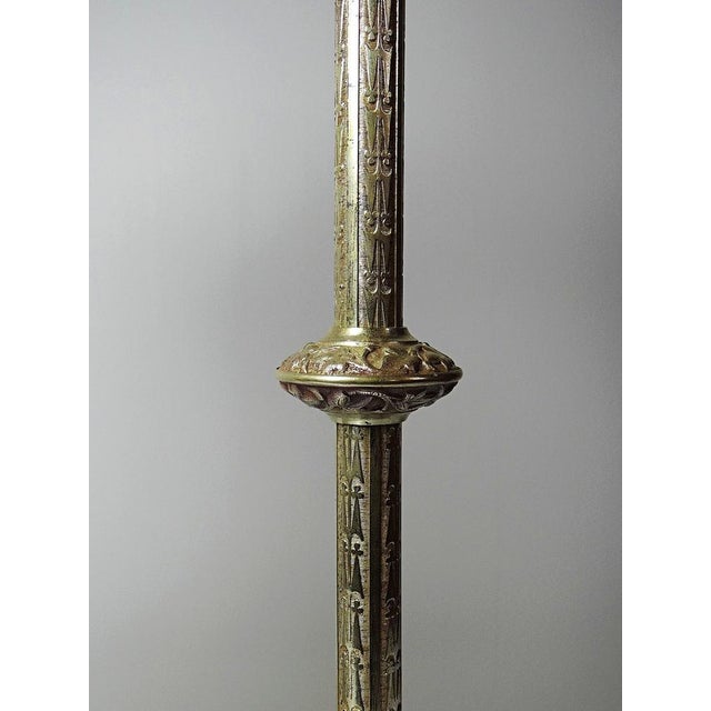 Large Antique Gothic Gilt Bronze Candlesticks, 19th Century, Set of 2 For Sale - Image 3 of 13