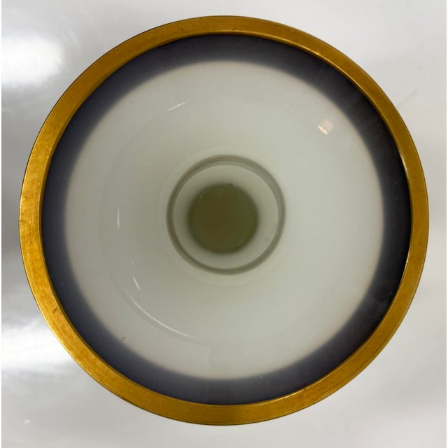 Large Itallian Mid-Century Opaline Glass Vase With Gilt Accents For Sale - Image 4 of 10