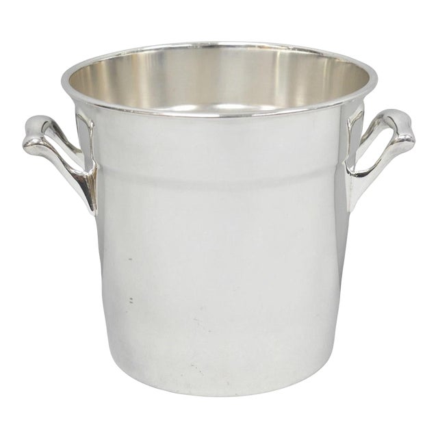 Vintage Crescent Mid Century Modern Silver Plated Champagne Chiller Ice Bucket For Sale