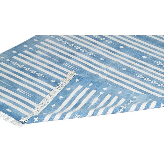 Boho Chic Peppermint Rug, 10x14, Royal Blue & White For Sale - Image 3 of 5