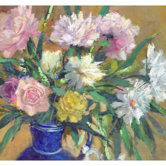 Mid 20th Century Roses Still Life Oil Painting by Virgi Cokelberghs, Framed For Sale - Image 4 of 6