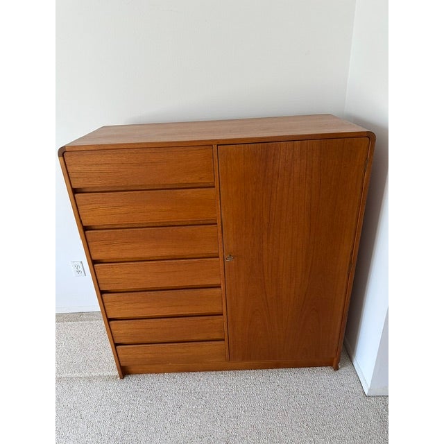 Mid-Century Modern Mid-Century Modern Arne Wahl Iversen Highboy Danish Bedroom Dresser Cabinets, 2 Pieces For Sale - Image 3 of 5