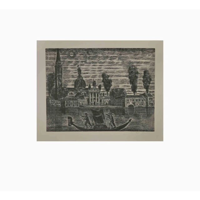 Modern Gianpaolo Berto, Gondoliers in Venice, Etching, 1974 For Sale - Image 3 of 3