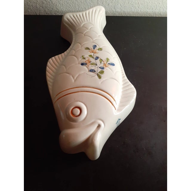 This is a vintage Handpainted Ceramic 11" Fish Figurine Wall Decor. Procured at auction BOX 21