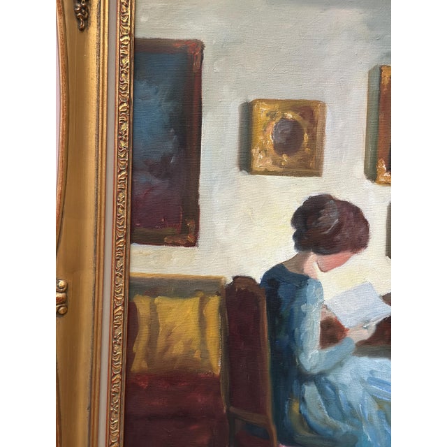 Edith Gert, Woman Reading, 1960s, Oil on Canvas, Framed For Sale - Image 9 of 17