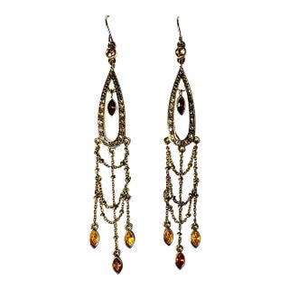 Vintage Victorian Style Shoulder Duster Costume Earrings - a Pair For Sale