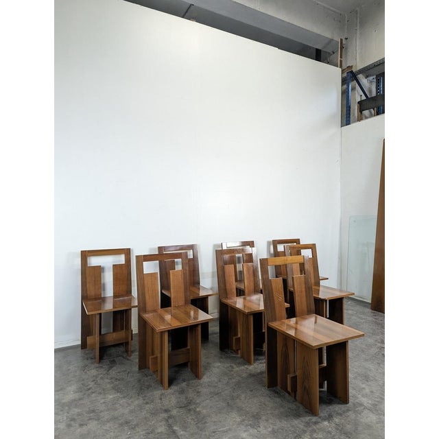 Loto Spa Italian Chairs in American Walnut, Set of 8, in Very Good conditions.