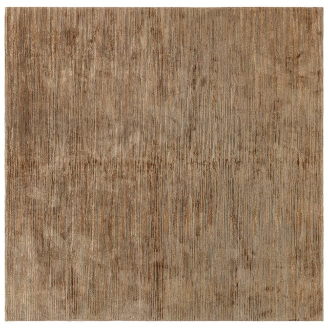 Modern Solid Tan With Brown Rug "Sedimento" Designed By M Group For Sale
