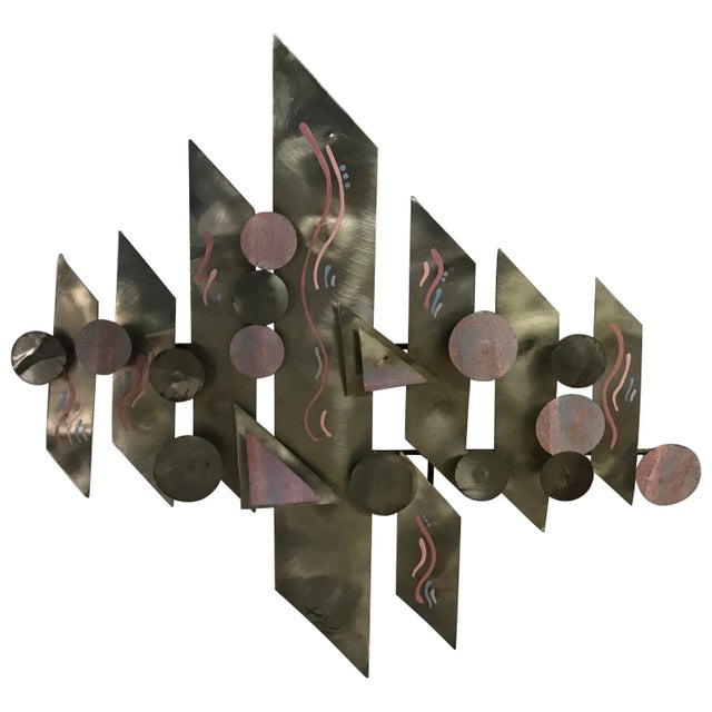 Postmodern Aluminium Wall Sculpture, Signed For Sale - Image 9 of 9