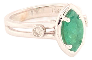 Diamond Emerald Ring 14k White Gold 0.94 TCW Custom Certified