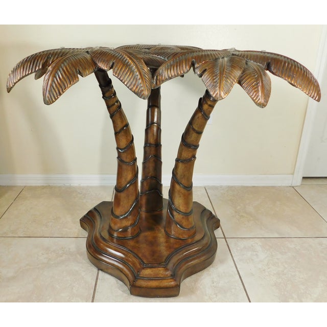 Vintage Palm Beach Regency Palm Tree Bronze Finish Dining Table 60