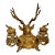 19th Century French Dore Gold Gilt Metal Stag Head Double Inkwell For Sale