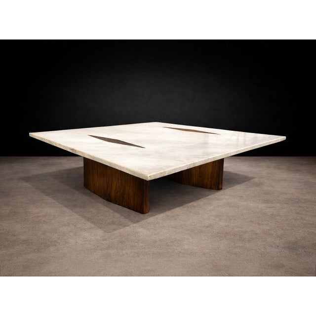 White Limestone Coffee Table by Jorge Zalszupin, Rosewood & Marble, Brazil, 1959 - Lot 553A For Sale - Image 8 of 16