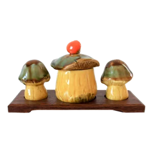 Vintage Enesco Mushroom Salt & Pepper Shaker Set W/ Sugar Dish