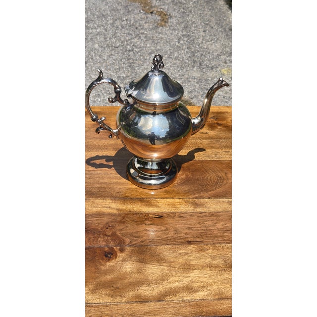 Vintage Silver Plate 3-Piece Coffee & Tea Service Set – Coffee Pot, Teapot & Covered Sugar Bowl For Sale - Image 9 of 18