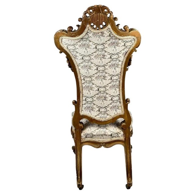 Textile Antique Rococo Revival French Giltwood Armchair with Floral Upholstery For Sale - Image 7 of 11